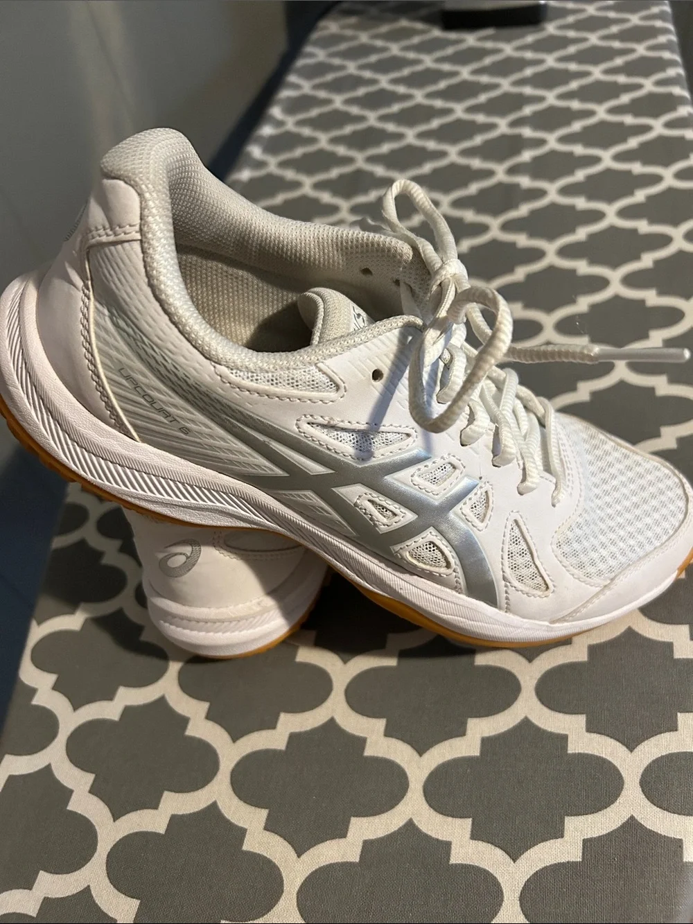 ASICS White Athletic Volleyball Sneakers with Gum Outsole
